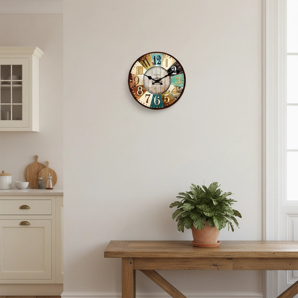 Horloge murale patchwork paris mdf