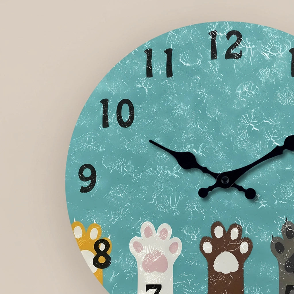 Horloge murale pattes teal mdf