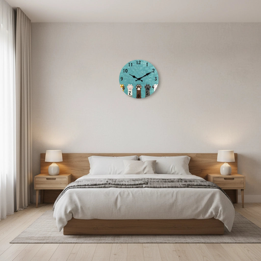 Horloge murale pattes teal mdf