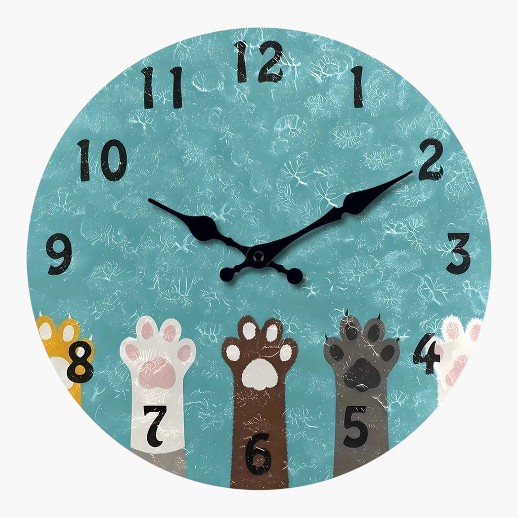 Horloge murale pattes teal mdf Bleu Clair