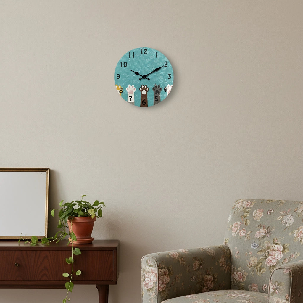 Horloge murale pattes teal mdf