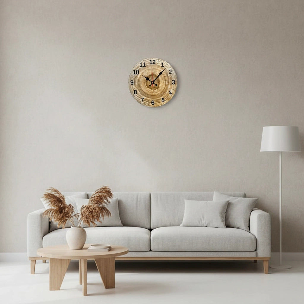 Horloge murale ronde en bois