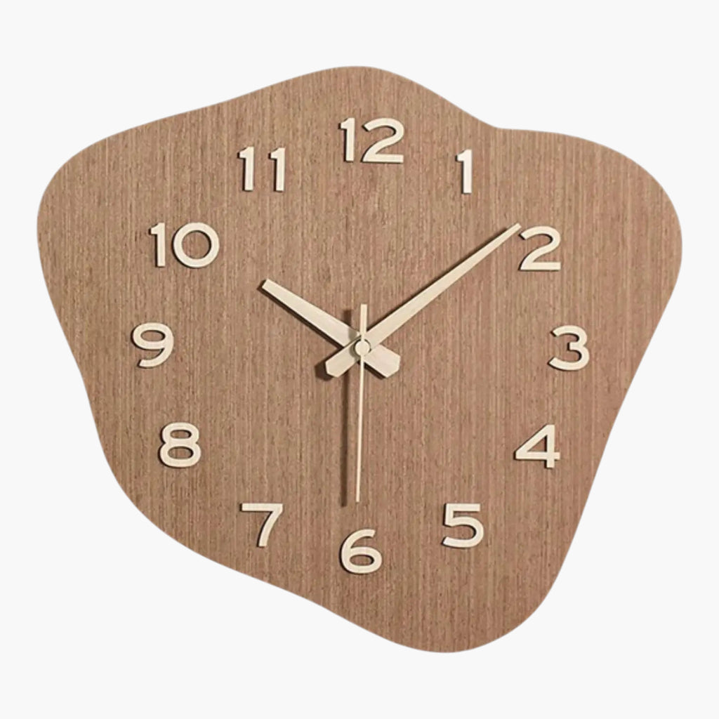 Horloge murale scandinave asymétrique MDF Marron 30 x 25 cm
