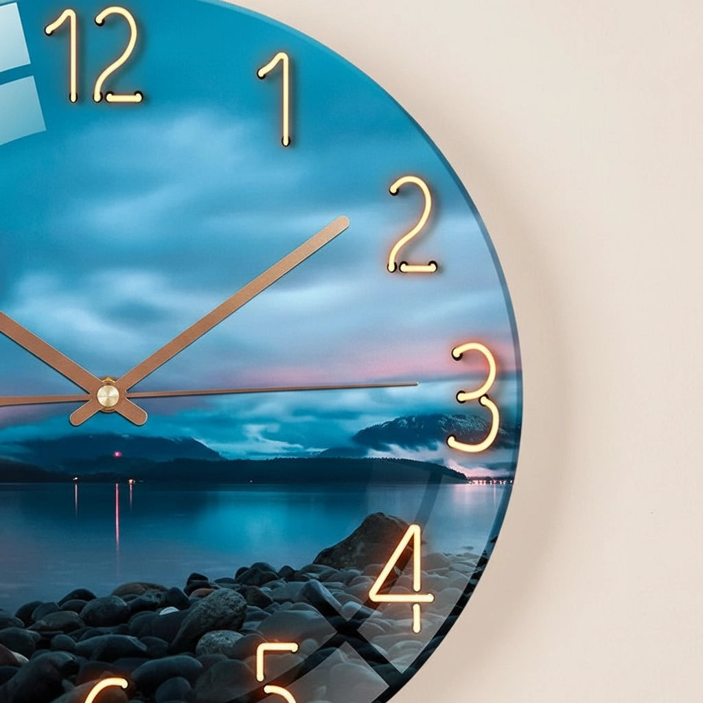 Horloge murale scénique verre trempé