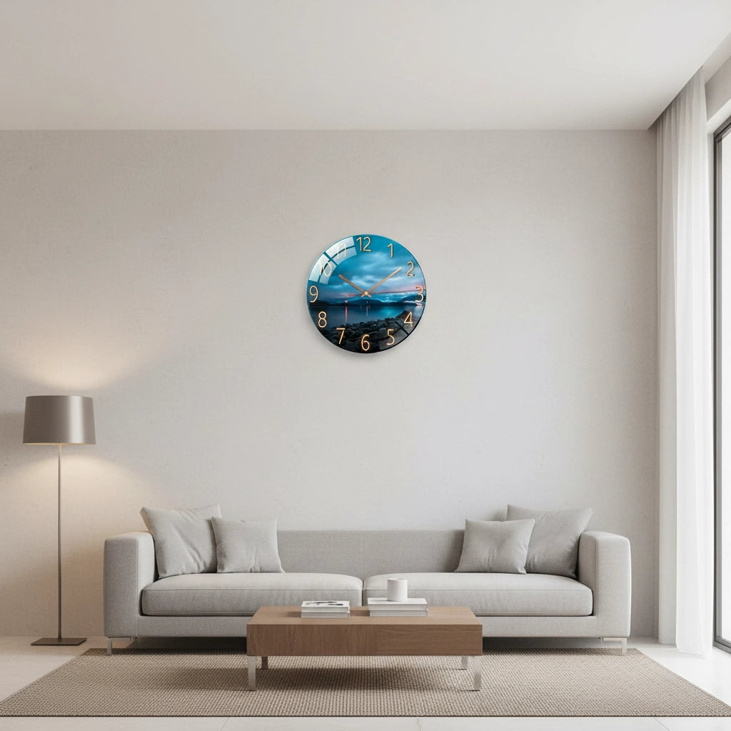 Horloge murale scénique verre trempé