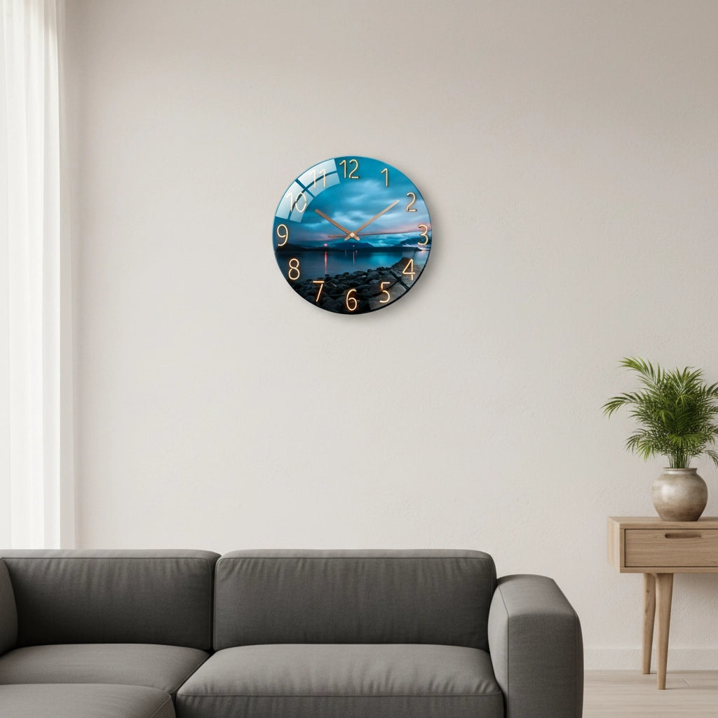 Horloge murale scénique verre trempé