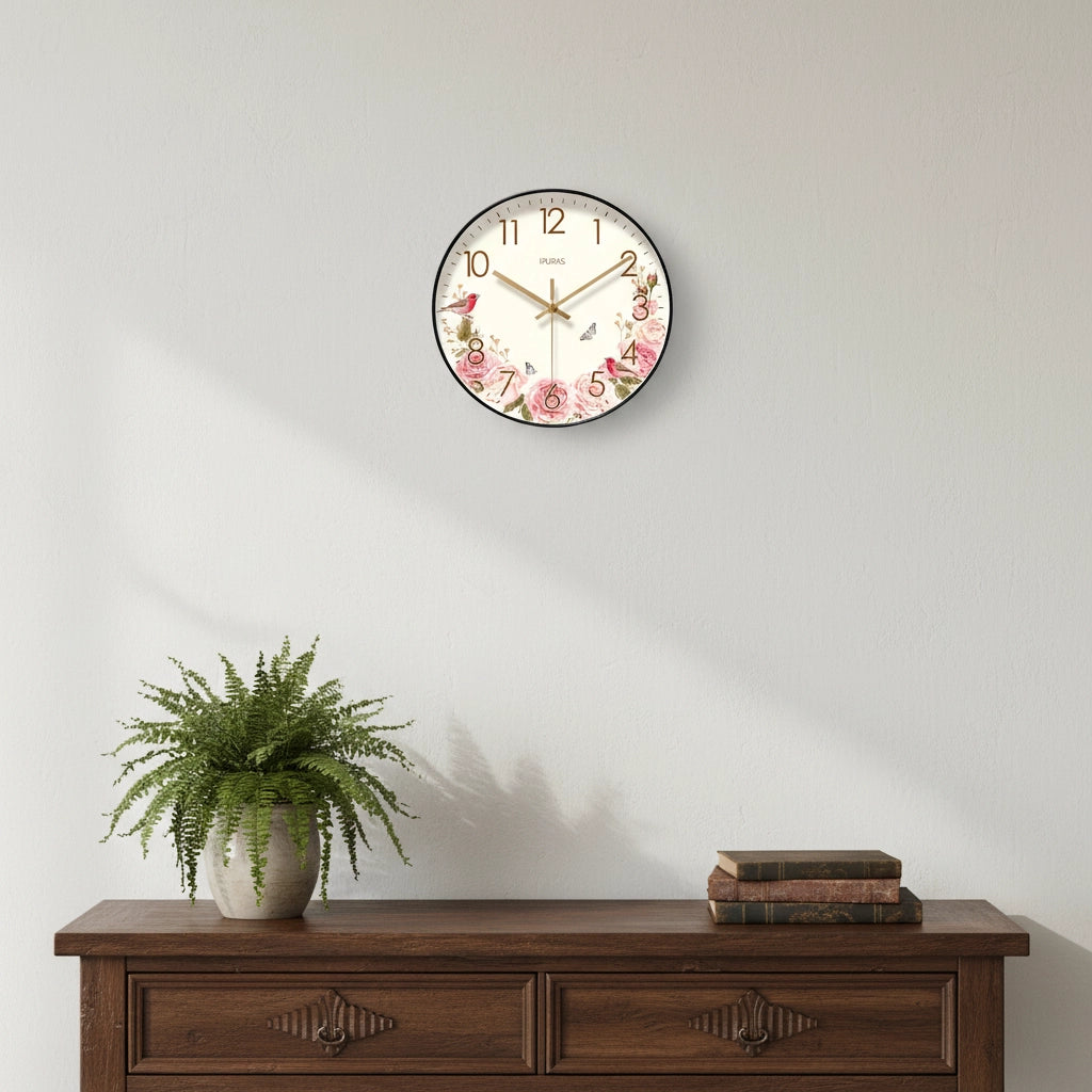 Horloge murale shabby chic fleuri Image