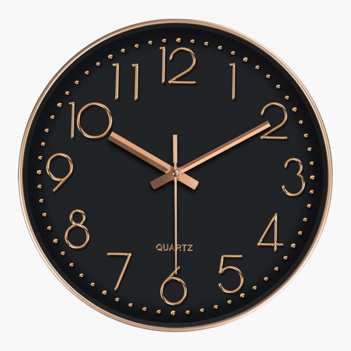 Horloge murale silencieuse moderne Noir & Or Rose