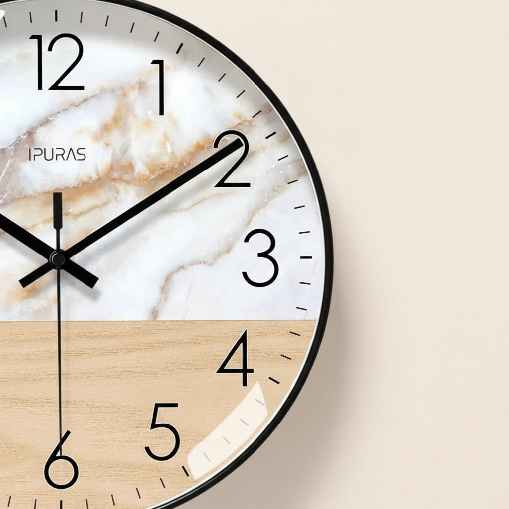 Horloge murale split marbre bois Image
