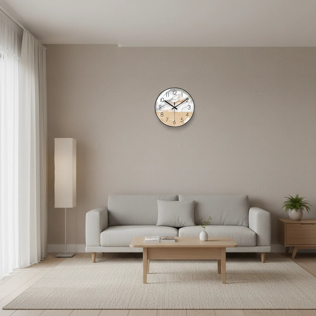 Horloge murale split marbre bois Image