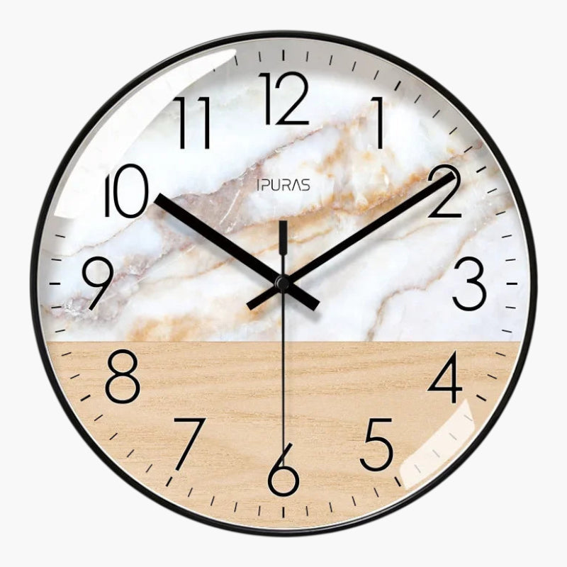 Horloge murale split marbre bois Noir