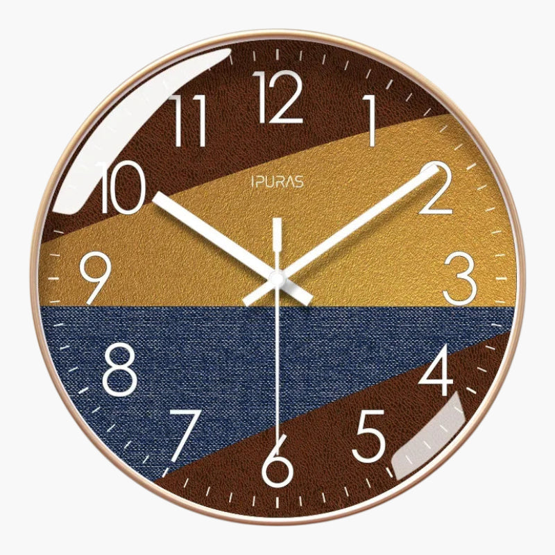 Horloge murale tricolore pvc silencieuse Or