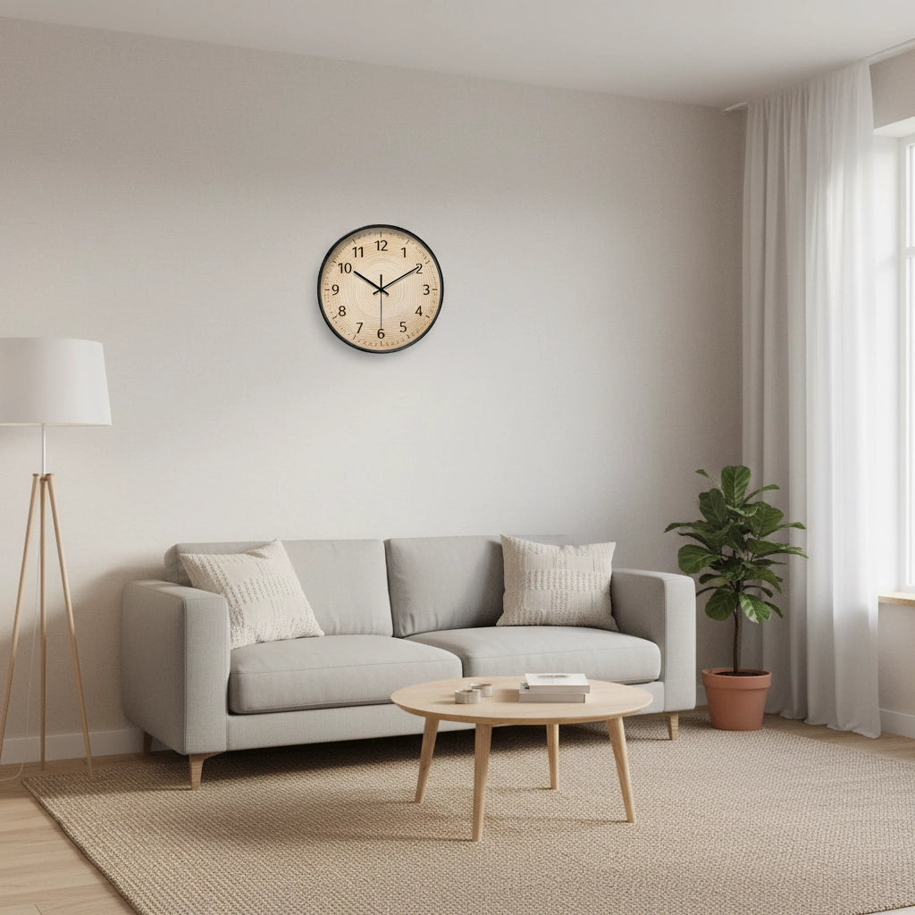 Horloge murale tronc naturel noir