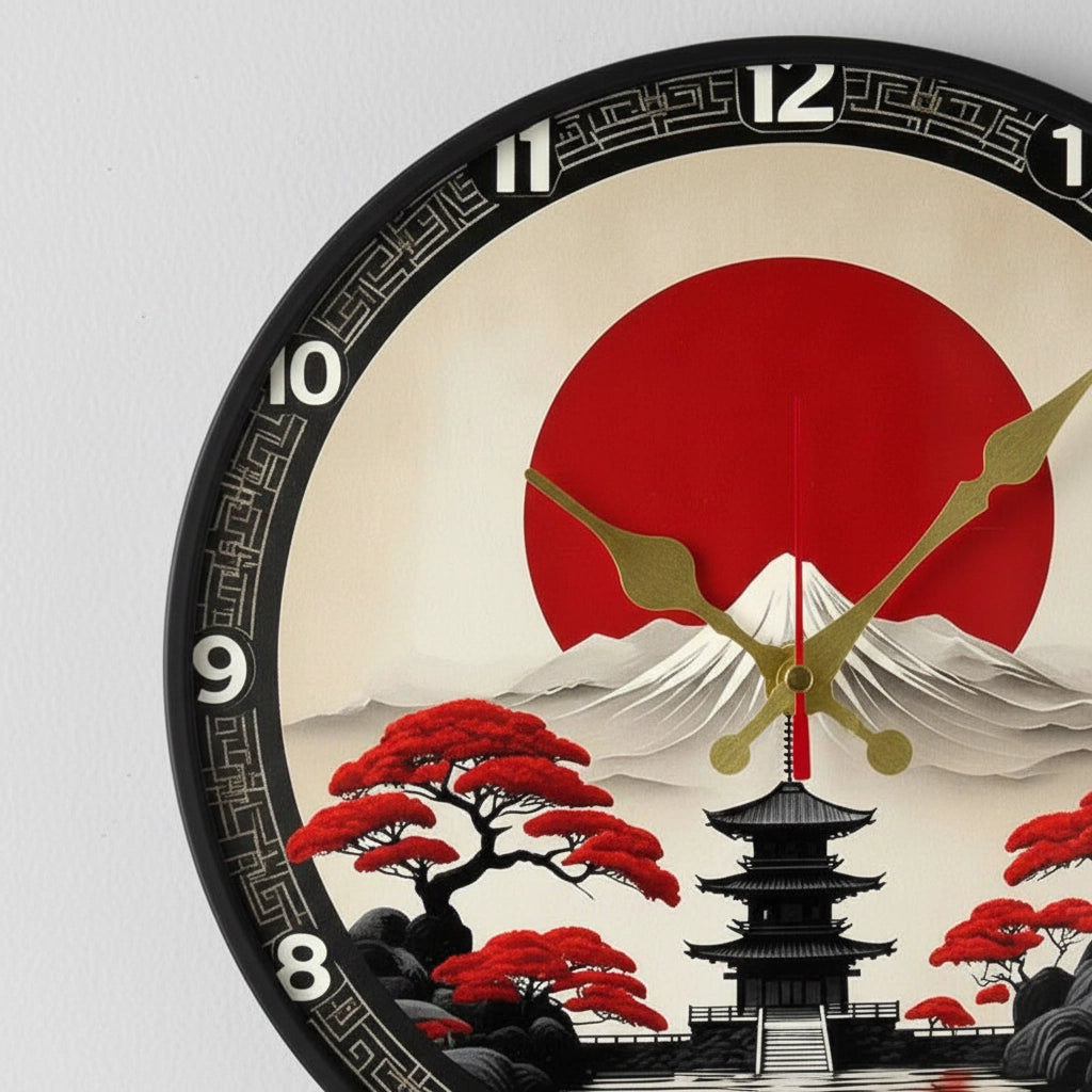 Horloge murale ukiyo-e fuji contraste