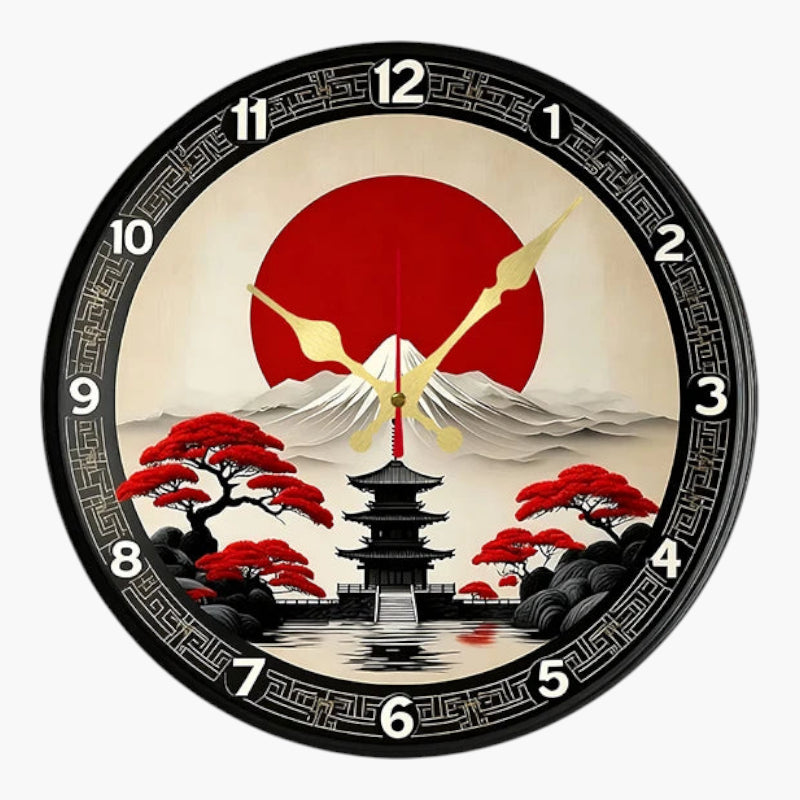 Horloge murale ukiyo-e fuji contraste 25 cm