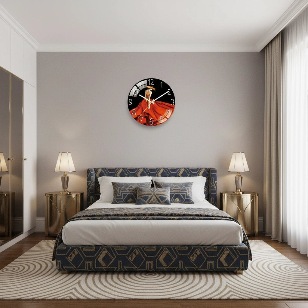 Horloge murale verre artistique frameless Image