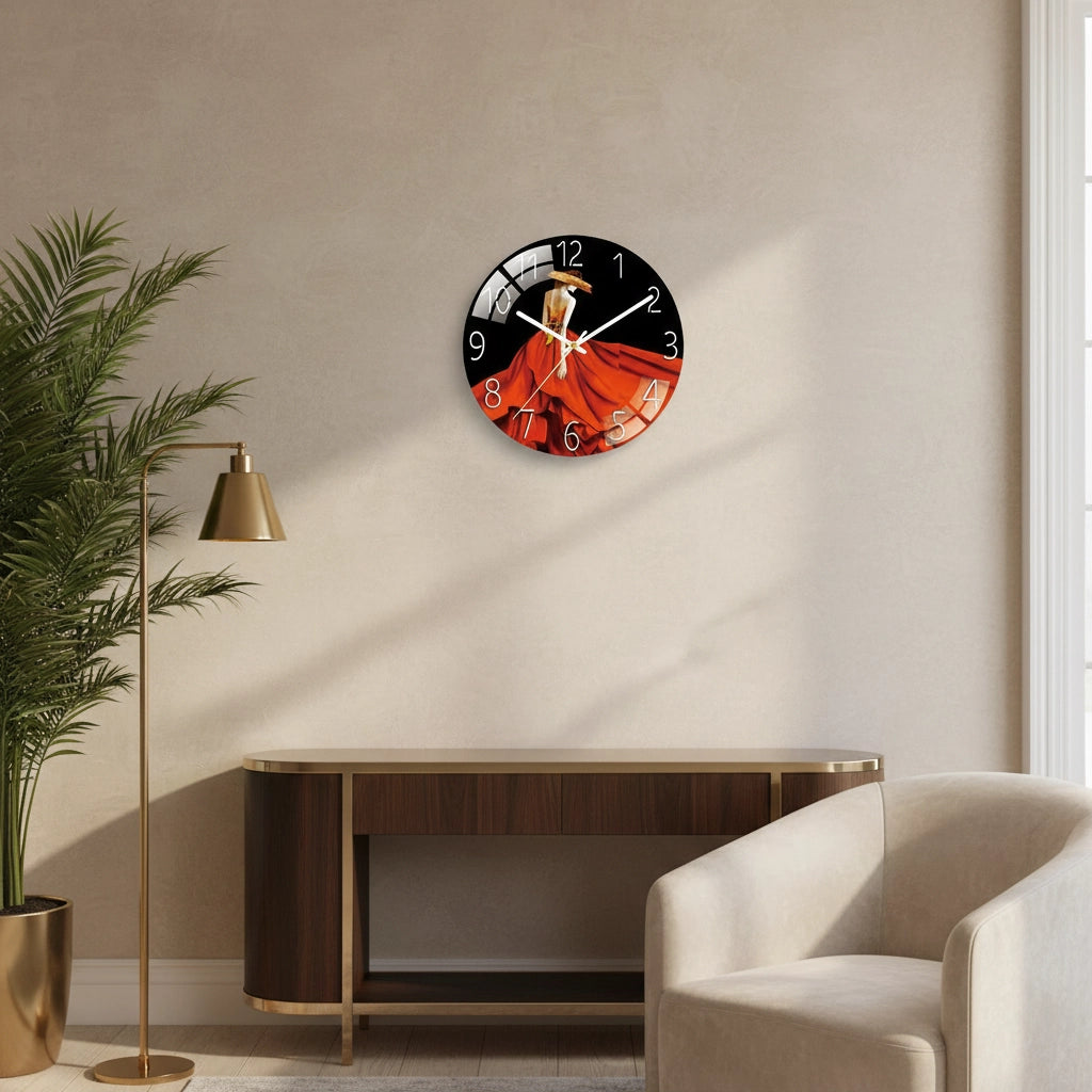 Horloge murale verre artistique frameless Image