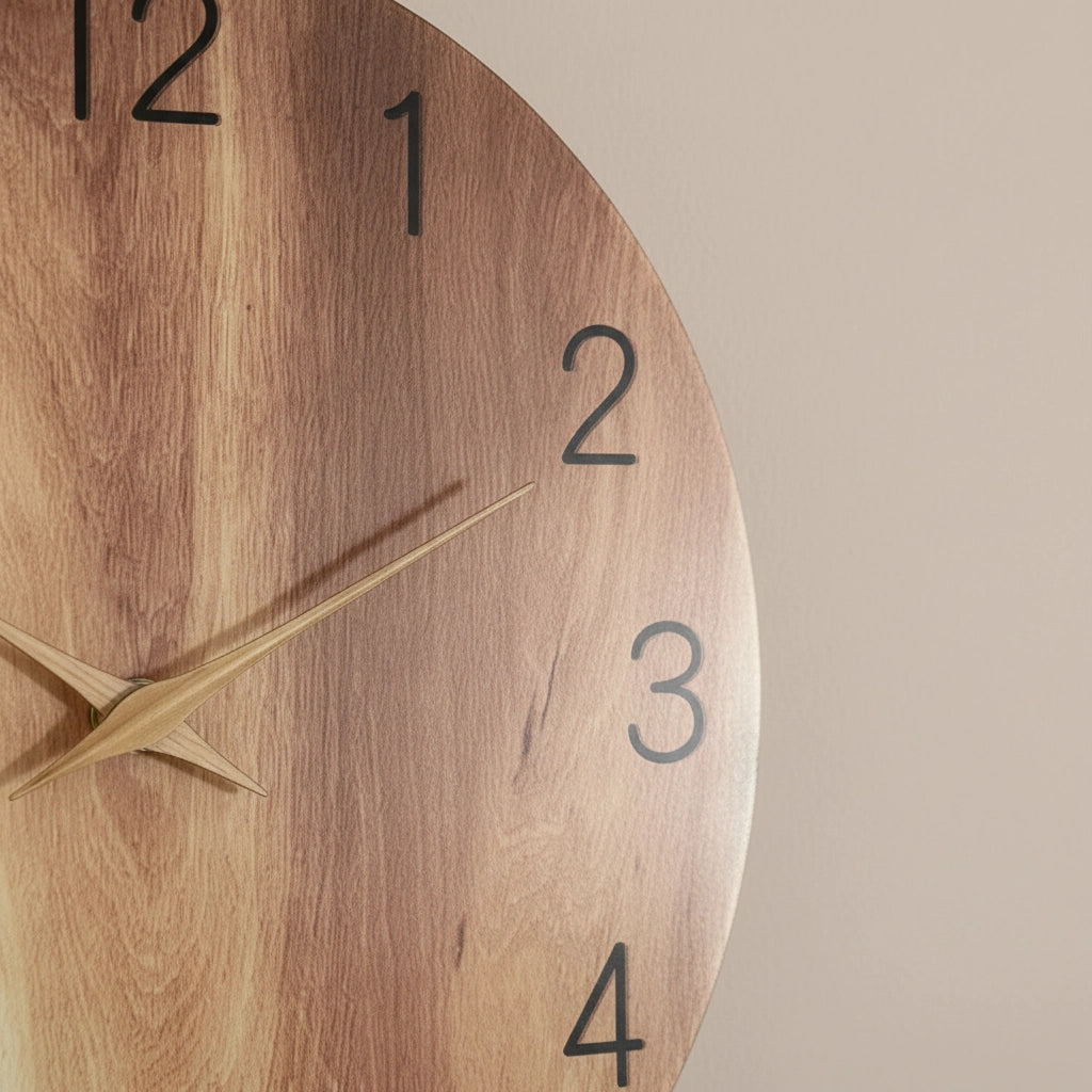 Horloge murale verre bois naturel