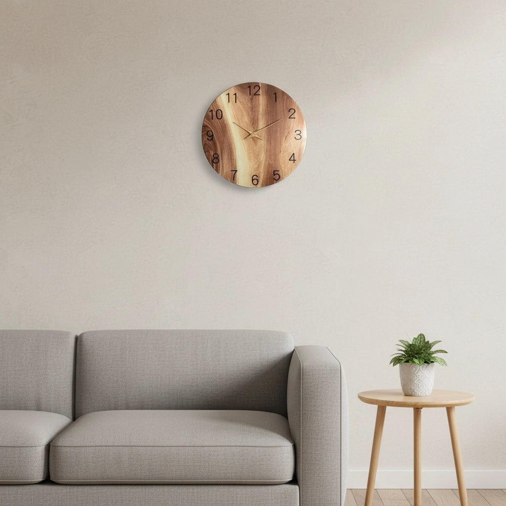 Horloge murale verre bois naturel