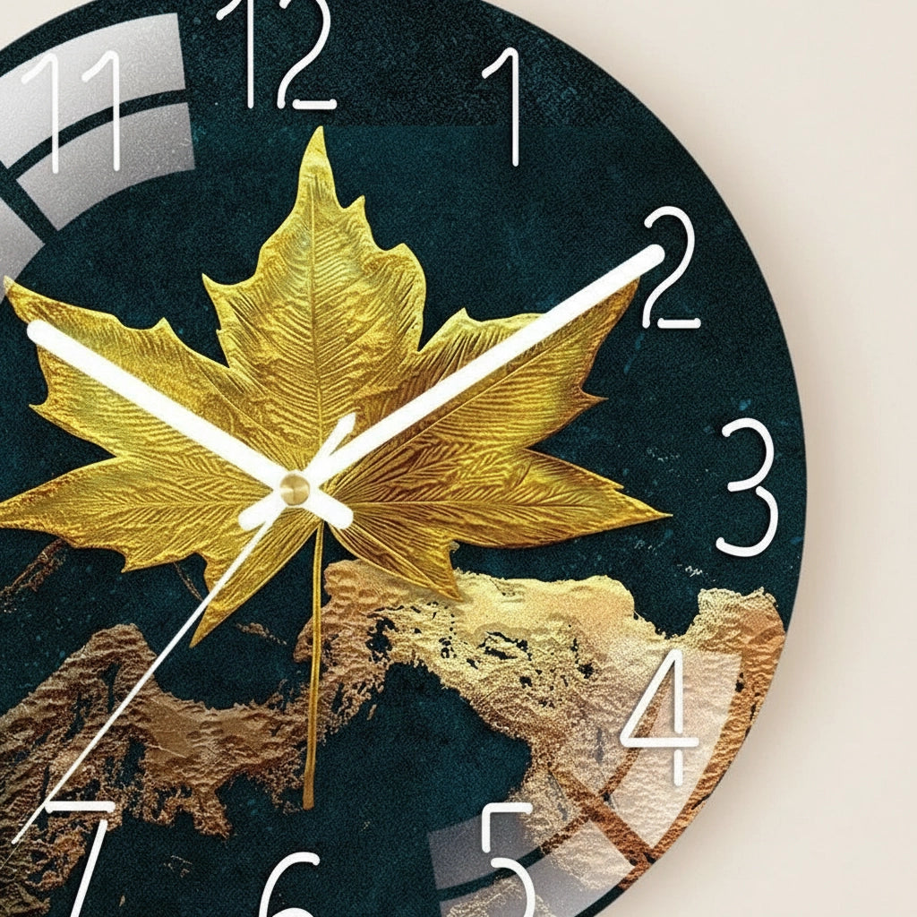 Horloge murale verre érable frameless