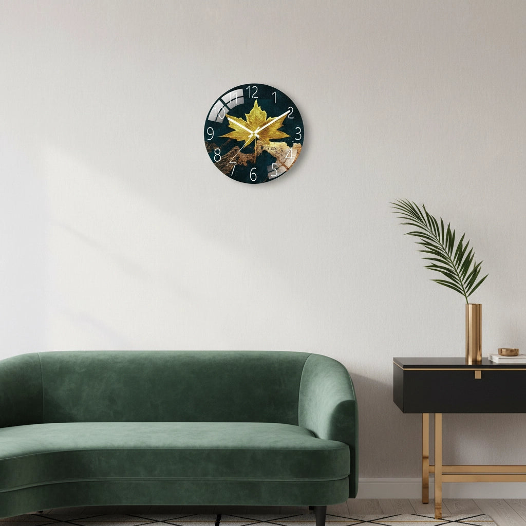 Horloge murale verre érable frameless Image