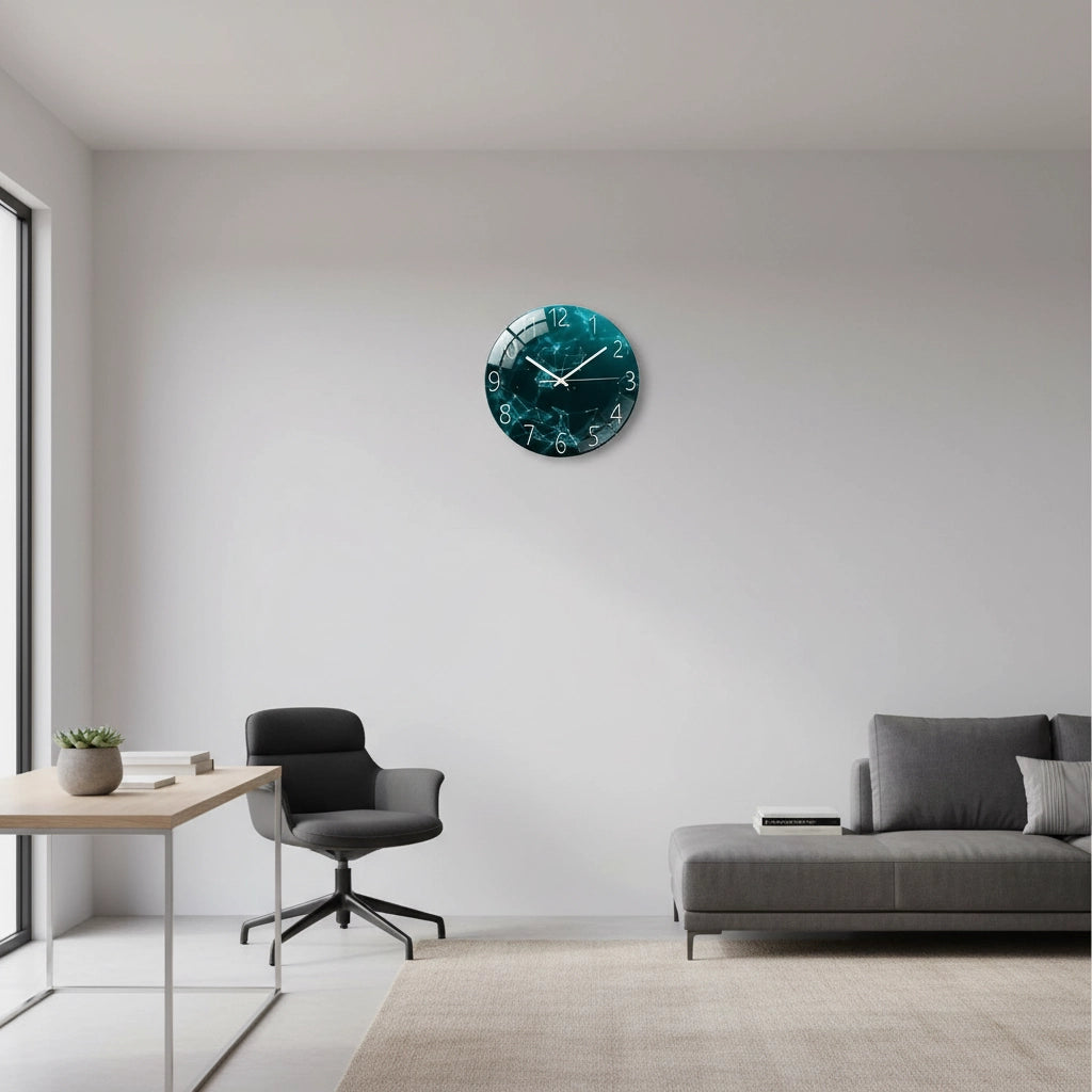 Horloge murale verre futuriste cyan Image