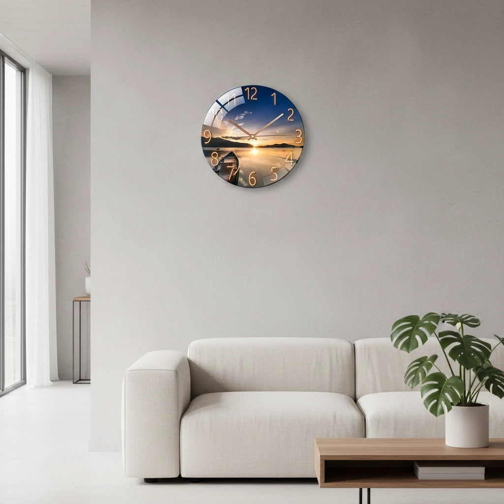 Horloge murale verre lacustre hd