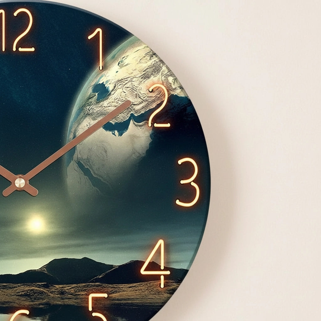 Horloge murale verre lunaire cuivré