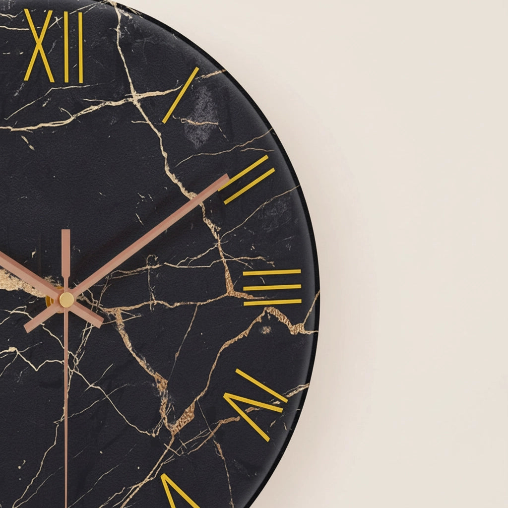 Horloge murale verre marbré romains