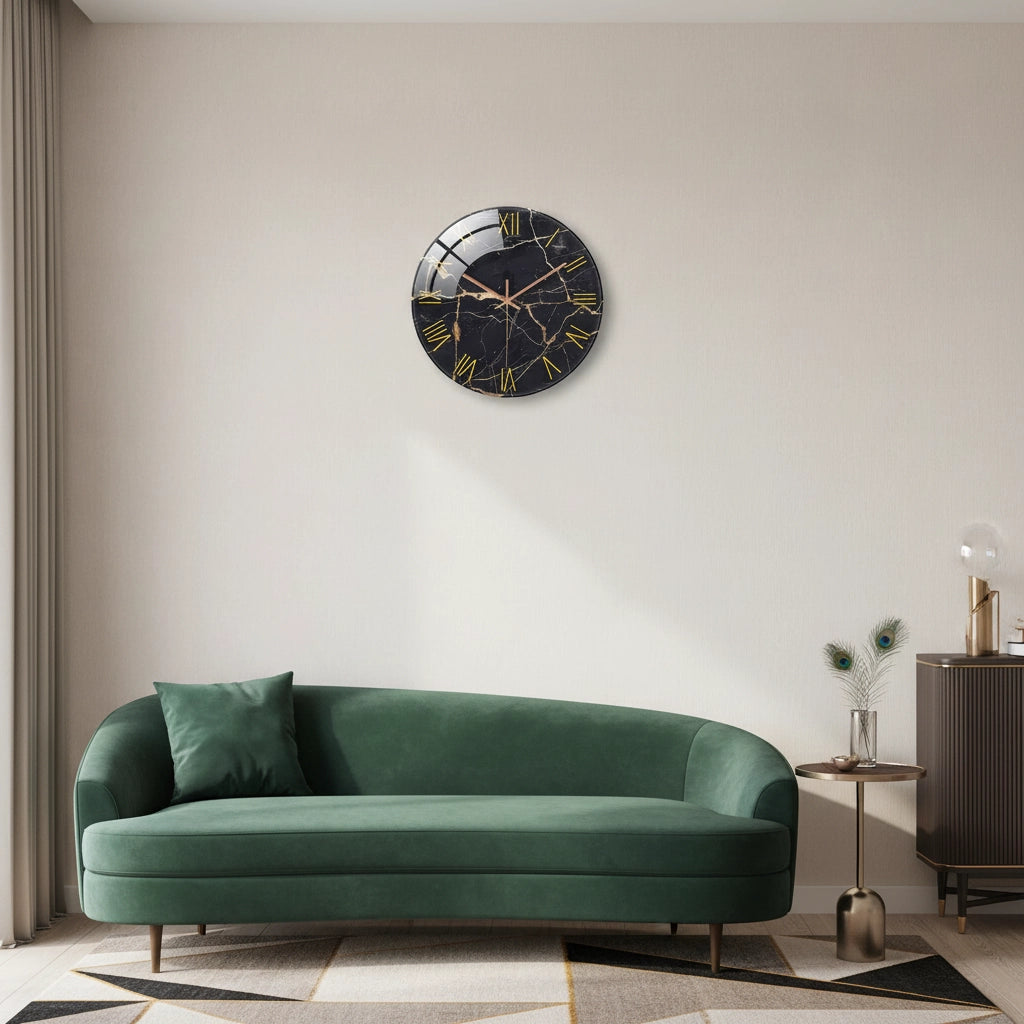 Horloge murale verre marbré romains