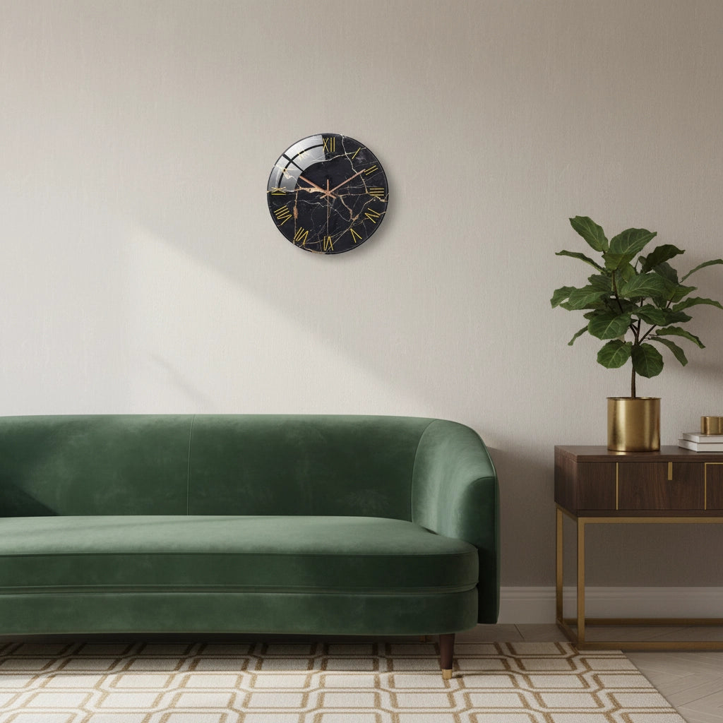 Horloge murale verre marbré romains Image