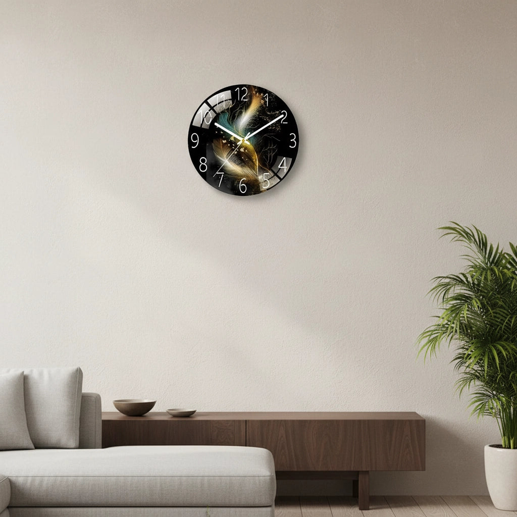 Horloge murale verre motif cosmique