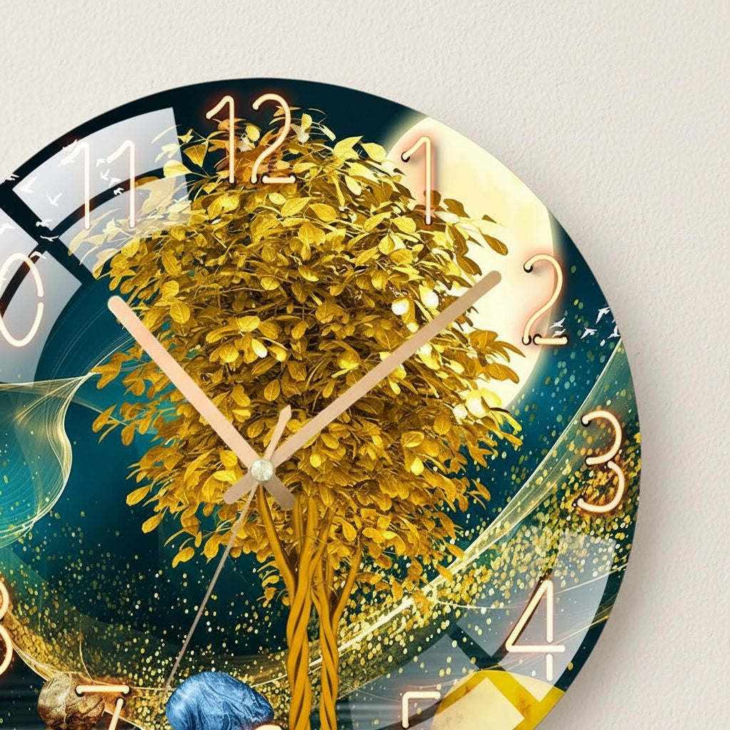 Horloge murale verre nocturne cuivre Image