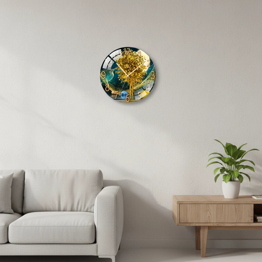 Horloge murale verre nocturne cuivre Image