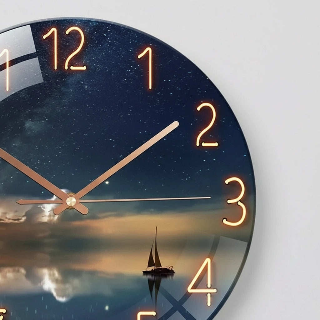 Horloge murale verre paysage sidéral