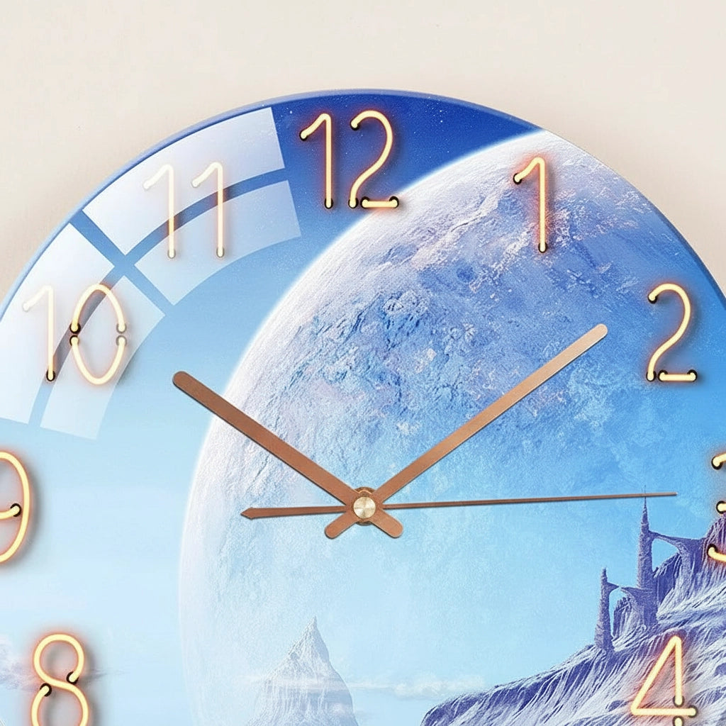 Horloge murale verre planétaire rose