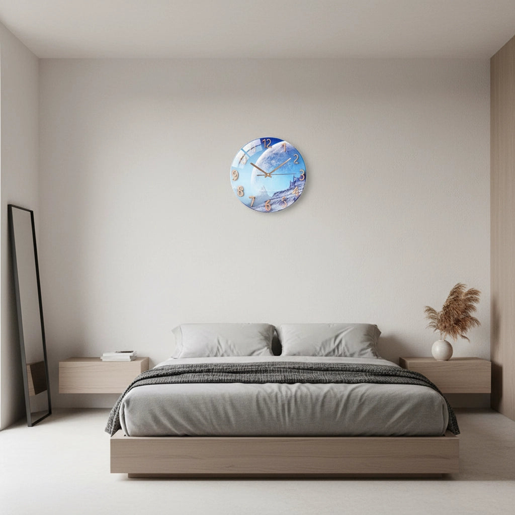 Horloge murale verre planétaire rose Image