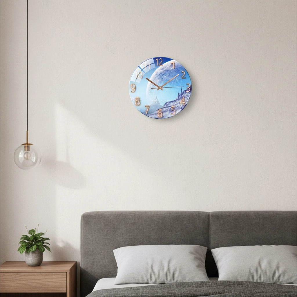 Horloge murale verre planétaire rose