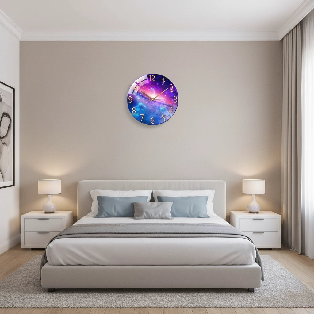 Horloge murale verre rimless cosmos