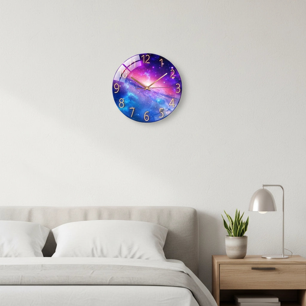 Horloge murale verre rimless cosmos