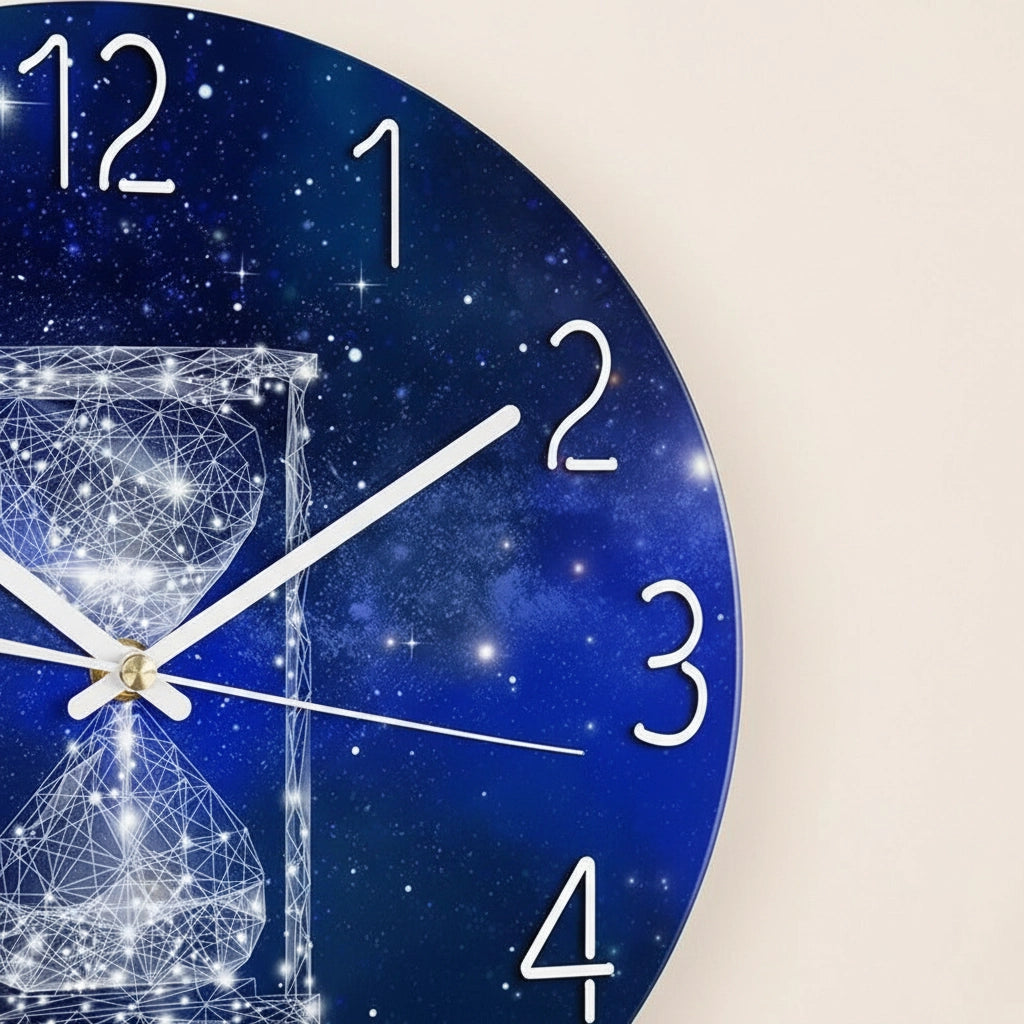 Horloge murale verre sablier galactique