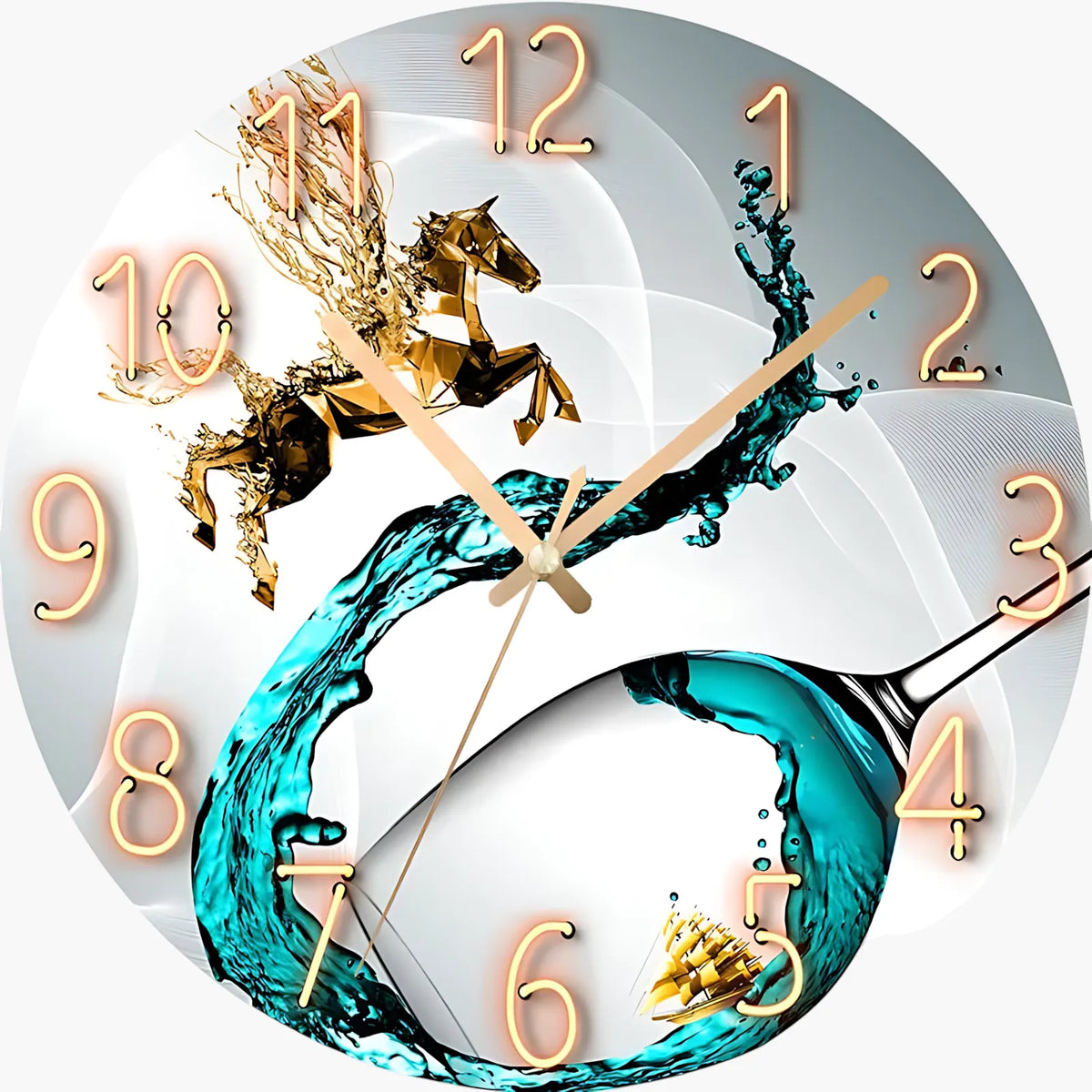 Horloge murale verre surréaliste neon 30 cm