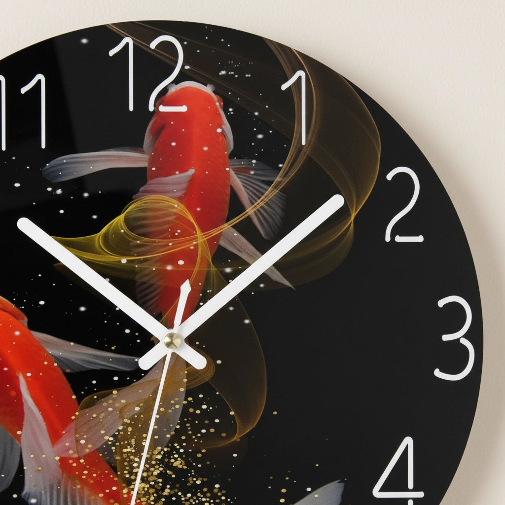 Horloge murale verre zen carpes
