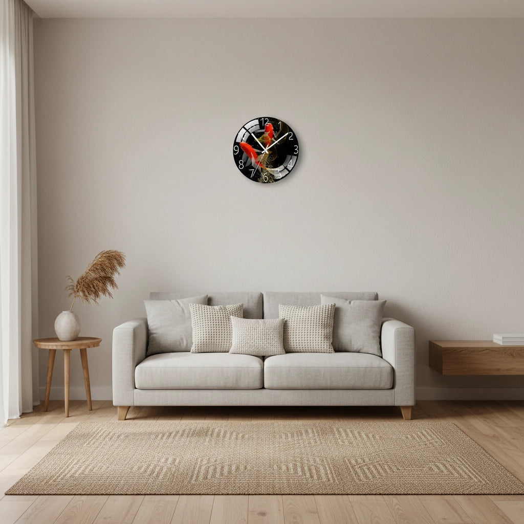 Horloge murale verre zen carpes Image