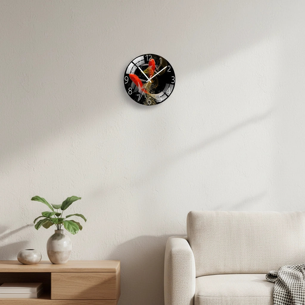 Horloge murale verre zen carpes Image