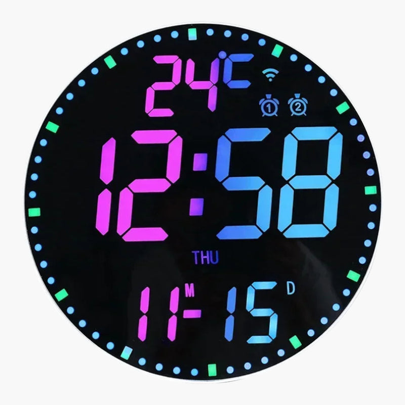 Horloge murale numérique connectée Noir 30 cm