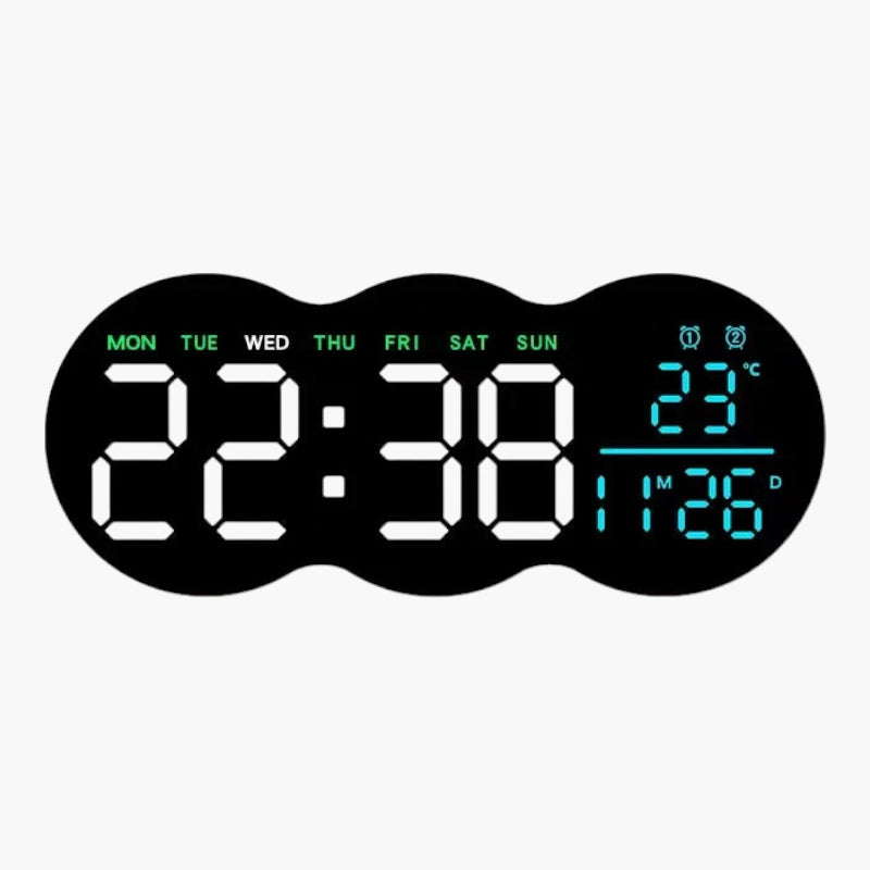 Horloge numérique murale avec date Multicolore 30 x 10 cm