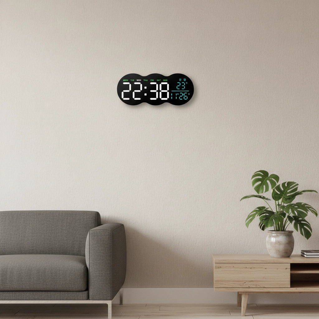 Horloge numérique murale avec date