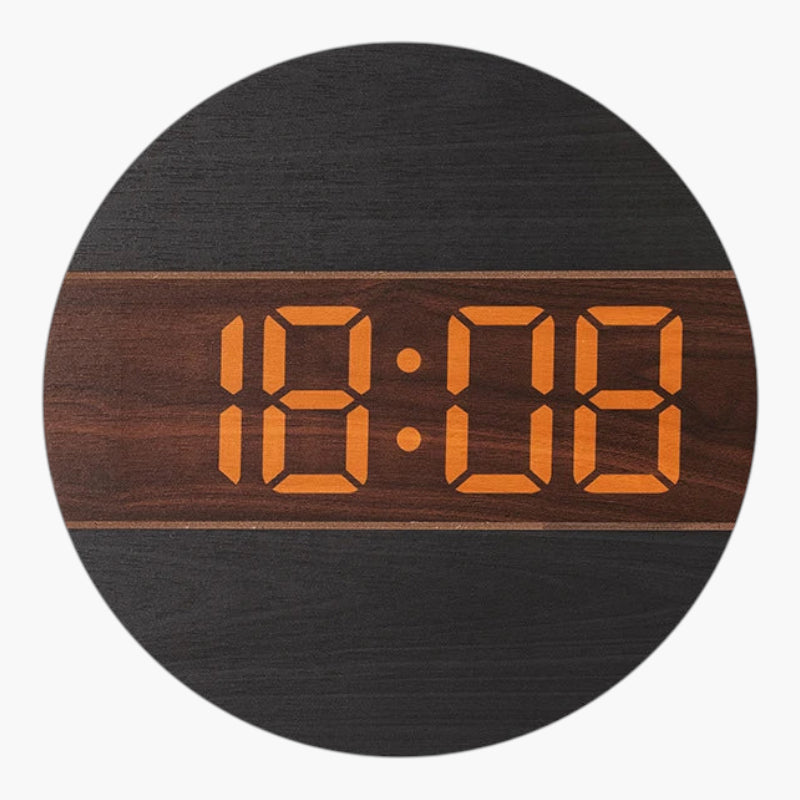 Horloge numérique murale bois Noir 30 cm