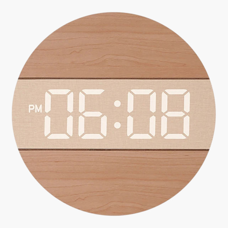 Horloge numérique murale bois Bois Clair 30 cm